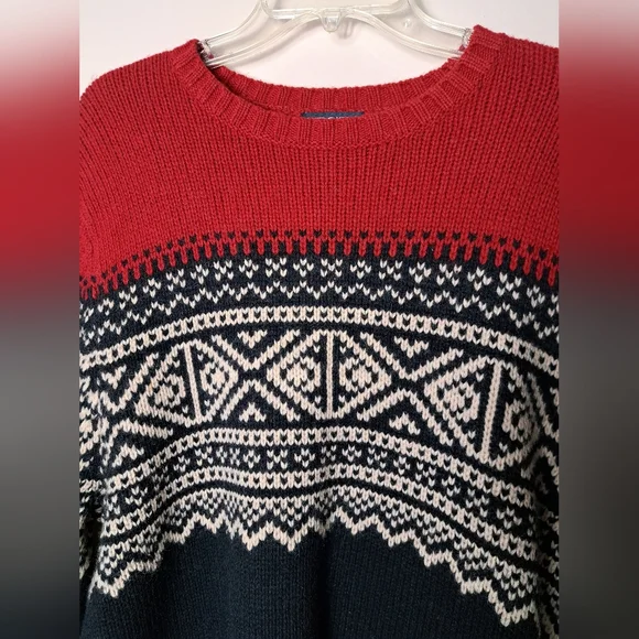 CHEROOKE Sweater Men's XL Nordic Print Lambswool Blend Cabin Core Winter Skiing - Picture 2 of 12